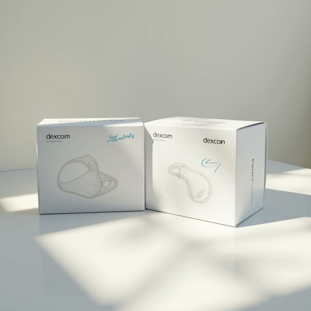 Two white boxes with product sketches, 