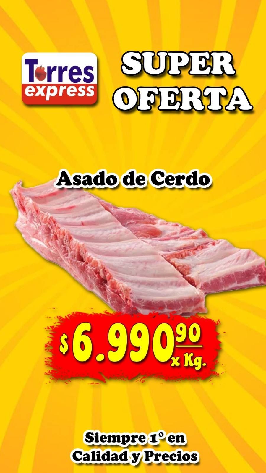 Anuncio de costillas de cerdo. Ofrece 