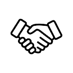 Handshake icon, representing partnership or service.