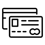 Two credit cards, one in front of the other. The front card displays account details and a Mastercard logo.