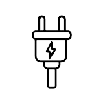 Electric plug with lightning bolt symbol.