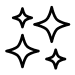 Star shaped sparkles representing something shiny and clean