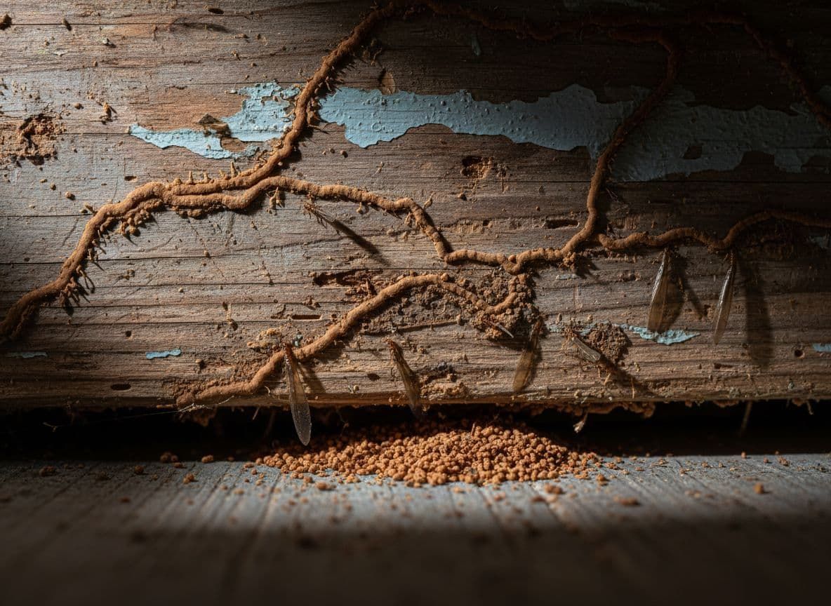 Termites on wood, title 