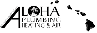 The logo for aloha plumbing heating and air, Serving Yucaipa, Calimesa and Redlands, CA.