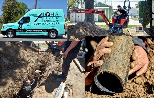 A collage of pictures of a plumbing company