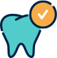 A tooth with a check mark on it.