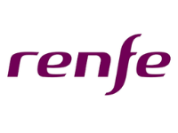 The renfe logo is purple and white on a white background.