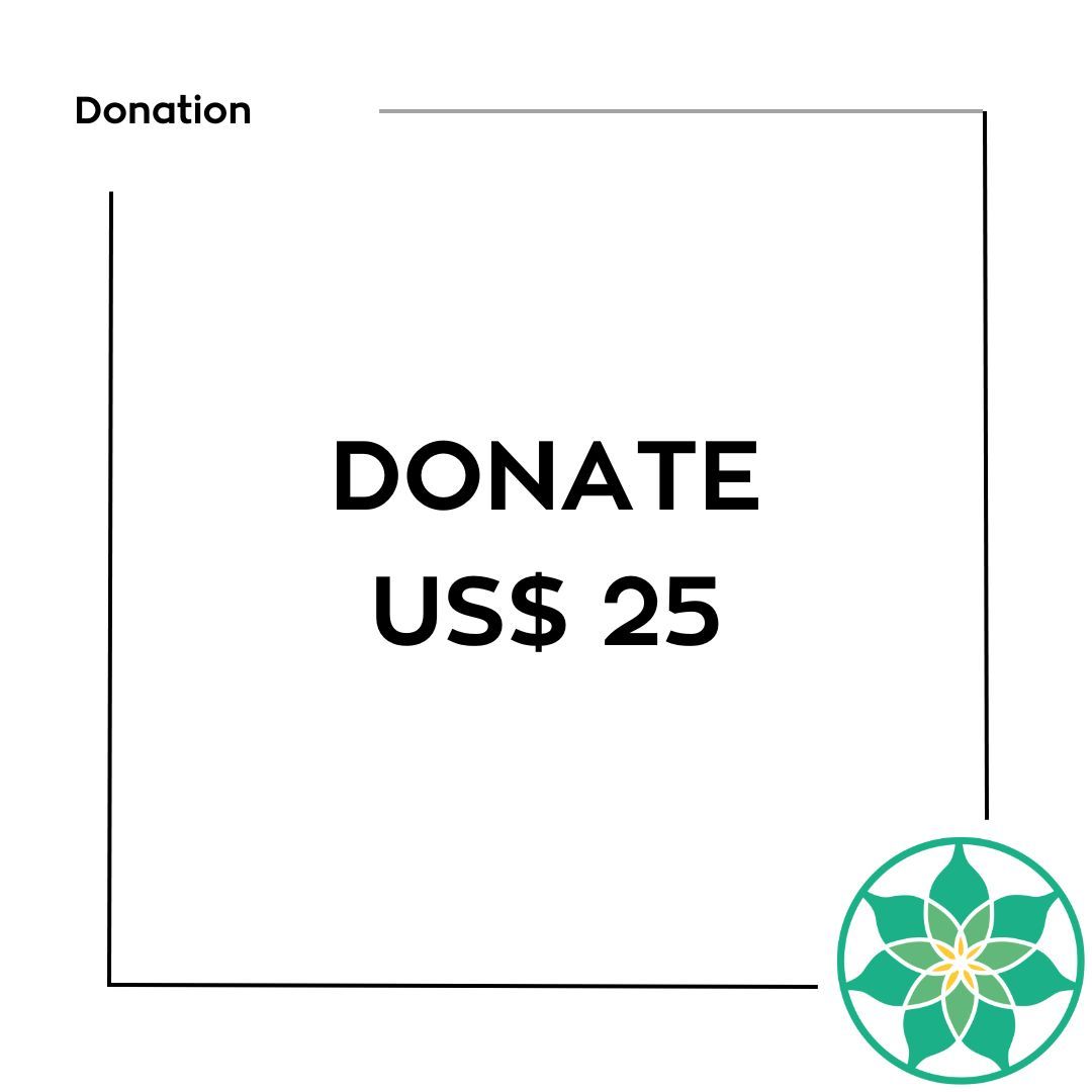 A white square with the words `` donate us $ 25 '' written on it.