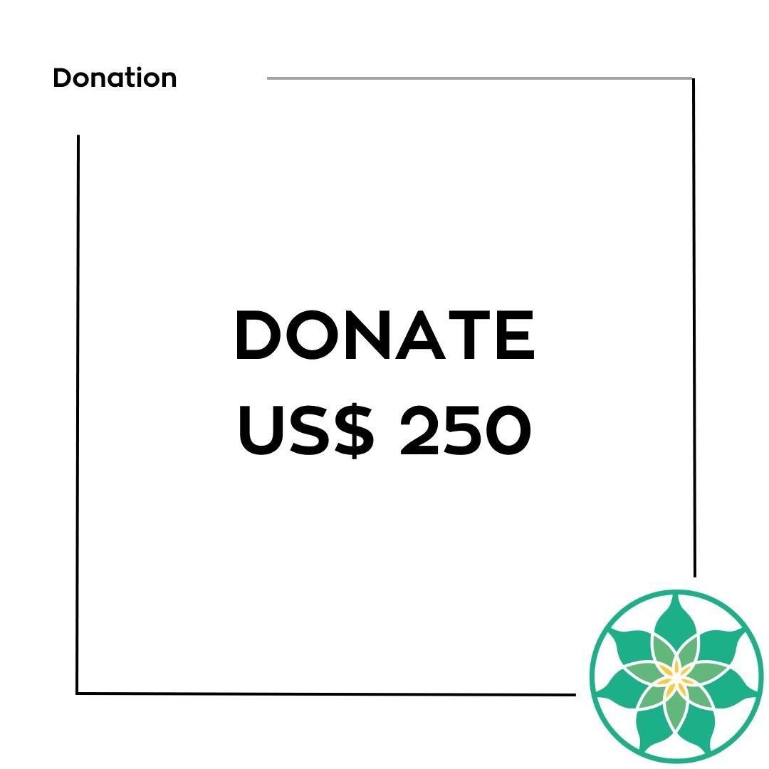 A white square with the words `` donate us $ 250 '' written on it.