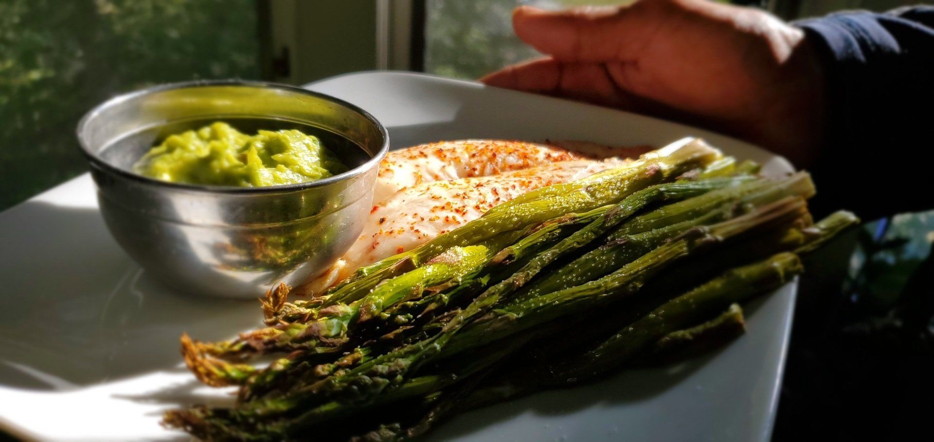 Stephen Haywood shows his Tilapia and Asparagus meal