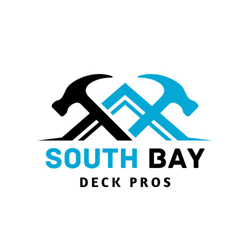 A photo of the South Bay Deck Pros Logo. The logo is blue and black.