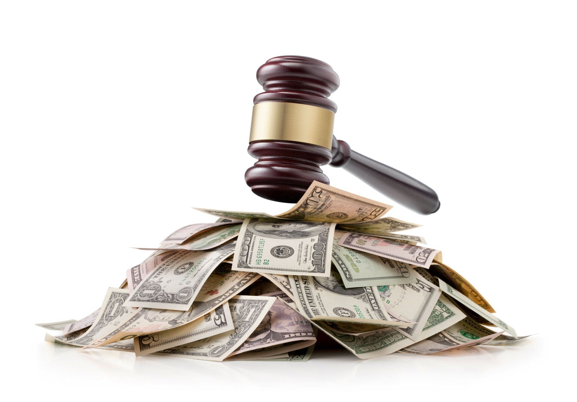 Gavel on A Pile of Dollar Bills – Rock Springs, WY – Barnum Law Office