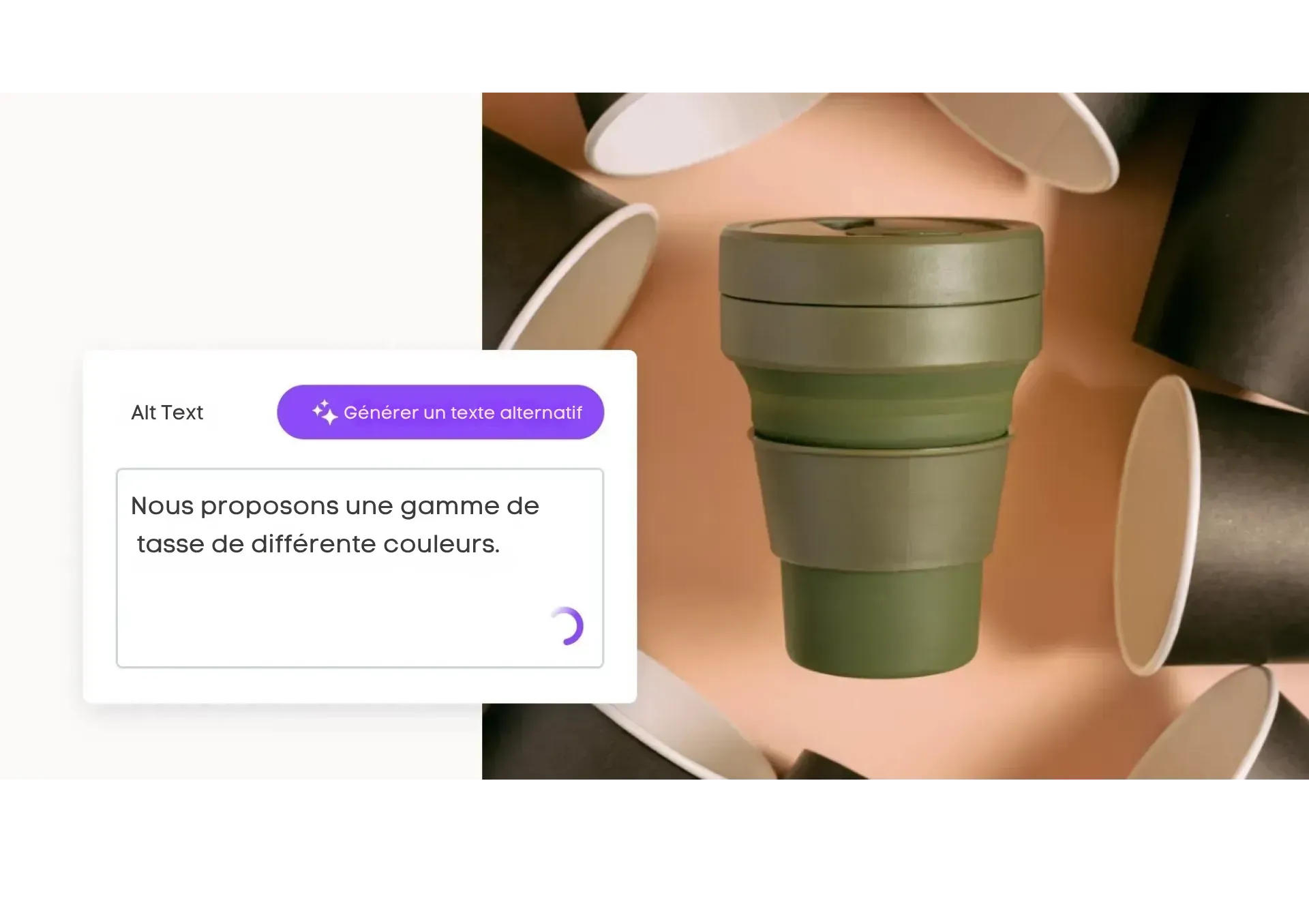 Définissez un texte alternatif directement sur une image en ayant la possibilité de modifier la proposition.