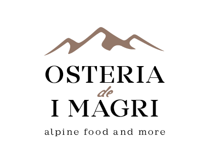 Un logo per osteria de i magri cibo alpino e altro