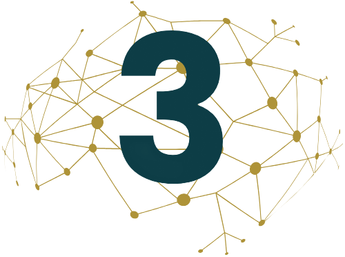 The number 1 is surrounded by lines and dots on a white background.