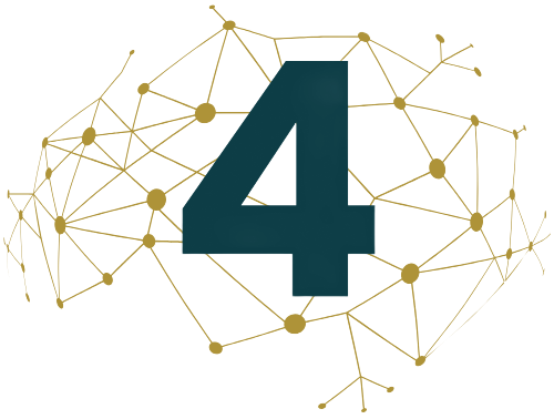 The number 1 is surrounded by lines and dots on a white background.