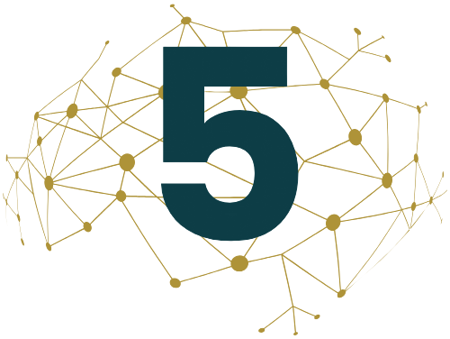 The number 1 is surrounded by lines and dots on a white background.