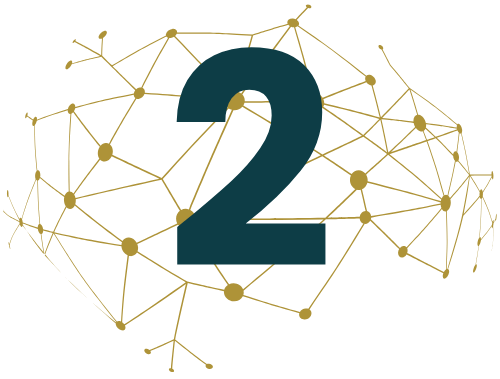 The number two is surrounded by lines and dots on a white background.