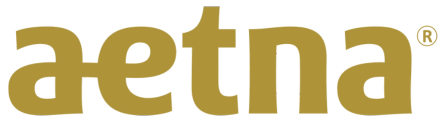 A gold aetna logo on a white background