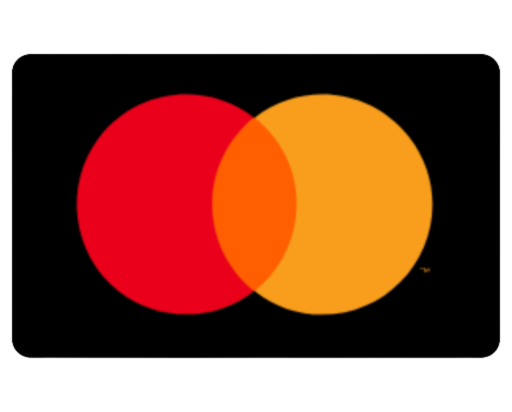 The mastercard logo is a red and orange circle on a black background.