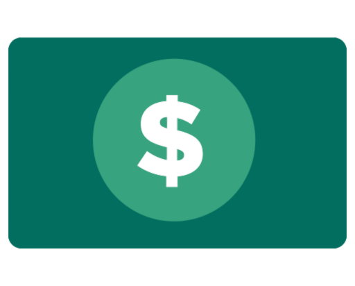 A dollar sign in a green circle on a green background.