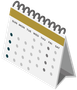 An isometric illustration of a calendar with spiral bound pages.