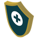 A shield with a white cross on it