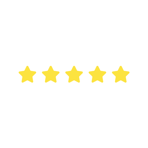 Five yellow stars in a row, indicating a five-star rating.