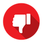 White thumbs-down hand gesture inside a red circle, indicating disapproval.