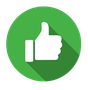 White thumbs-up symbol inside a green circle, casting a long shadow to the lower right.
