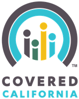 The logo for covered california is a circle with people in it.