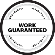 Black and white round logo: 