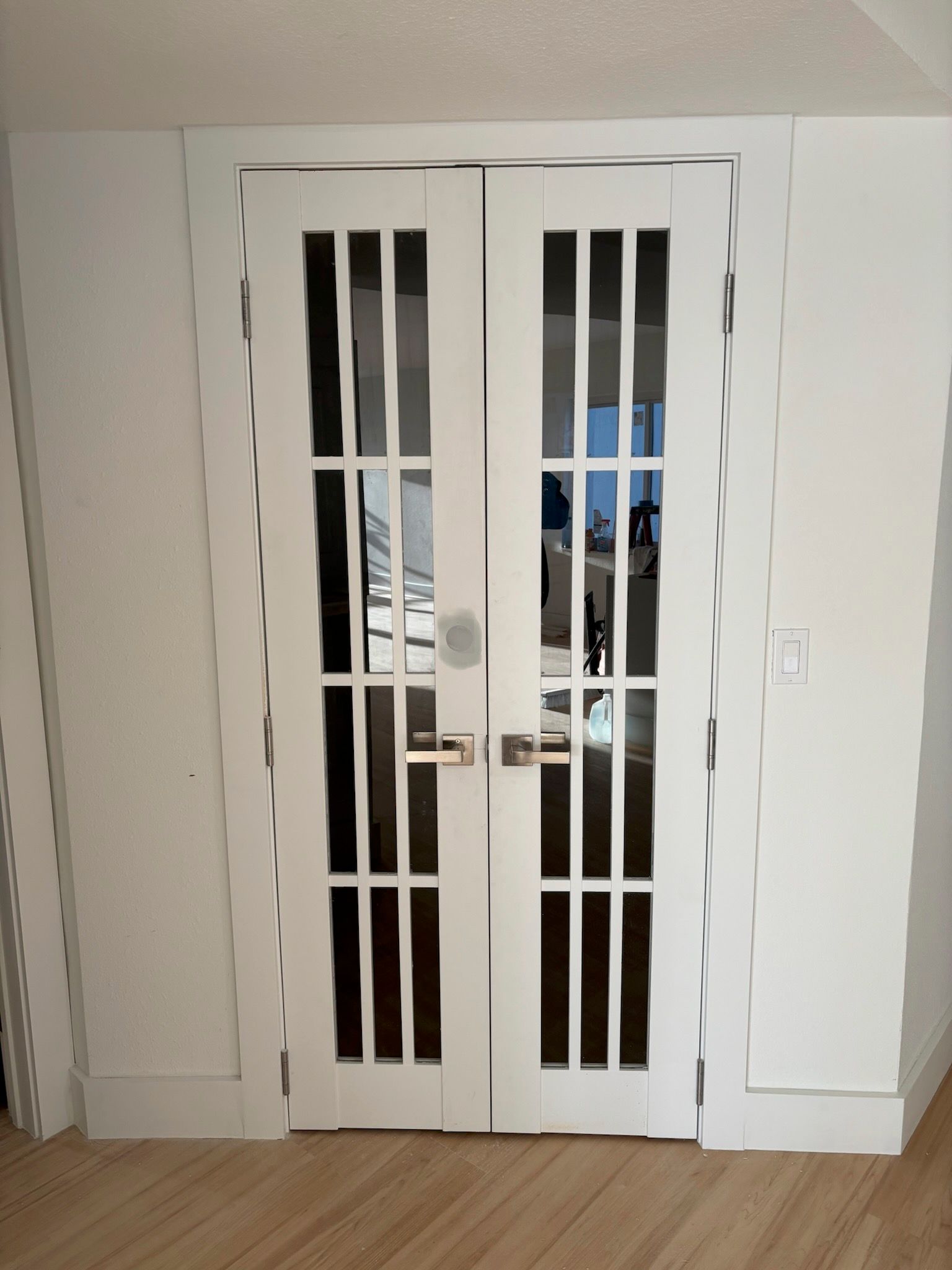 White French doors with multiple glass panes.