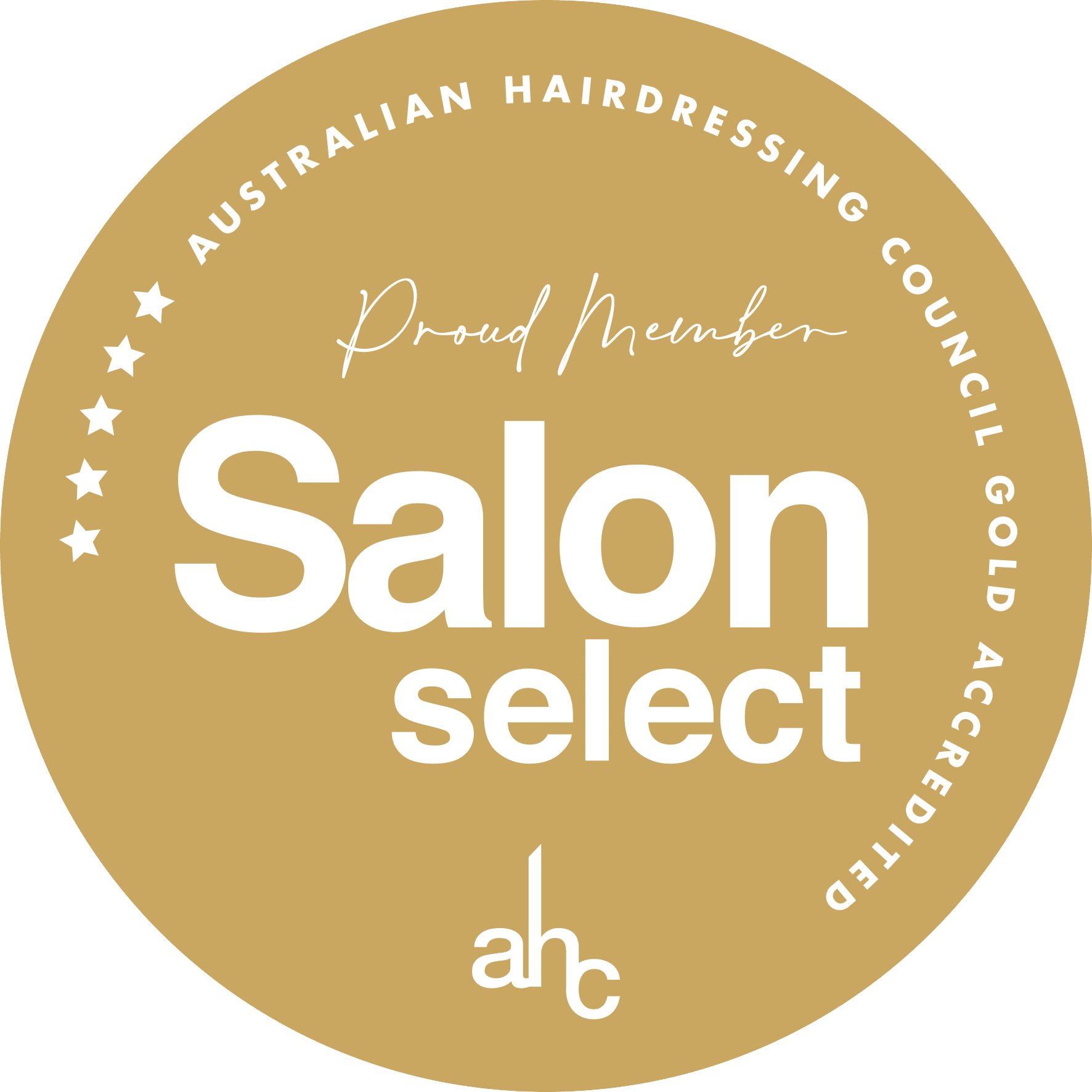 The logo for australian hairdressing council gold accredited salon select