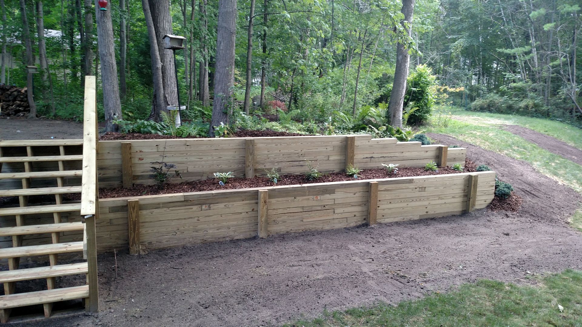 Wooden Garden Stairs — Midland, MI — Maksymum Lawn and Landscaping