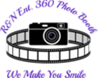 Logo: A black camera sits above a film strip ring. Text reads "R&N Ent. 360 Photo Booth" and "We Make You Smile" in purple.
