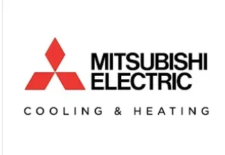 Mitsubishi Electric logo with red diamond symbol and text "COOLING & HEATING".