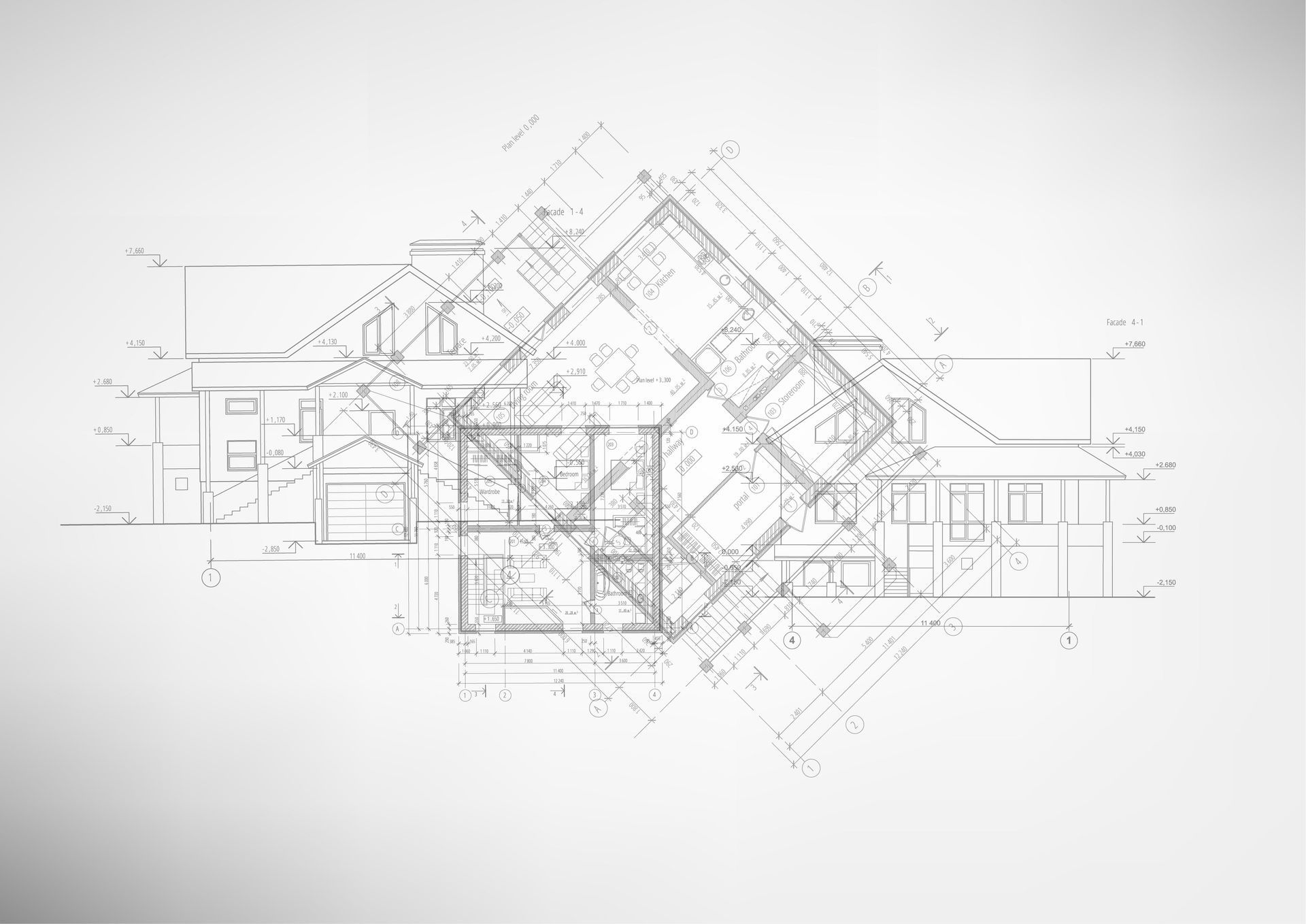 Abstract architectural drawings.