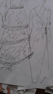 sketch of ladies' dress