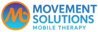 Logo for Movement Solutions Mobile Therapy: Orange and blue circular graphic with a stylized 