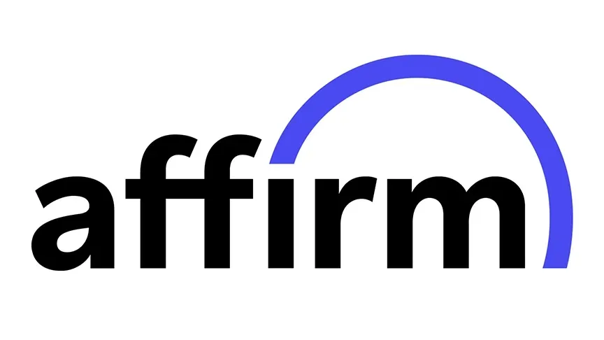 Affirm logo with black text and a blue arc over the 