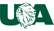 Green logo with "UA" letters and a white lion's head, likely for a university.