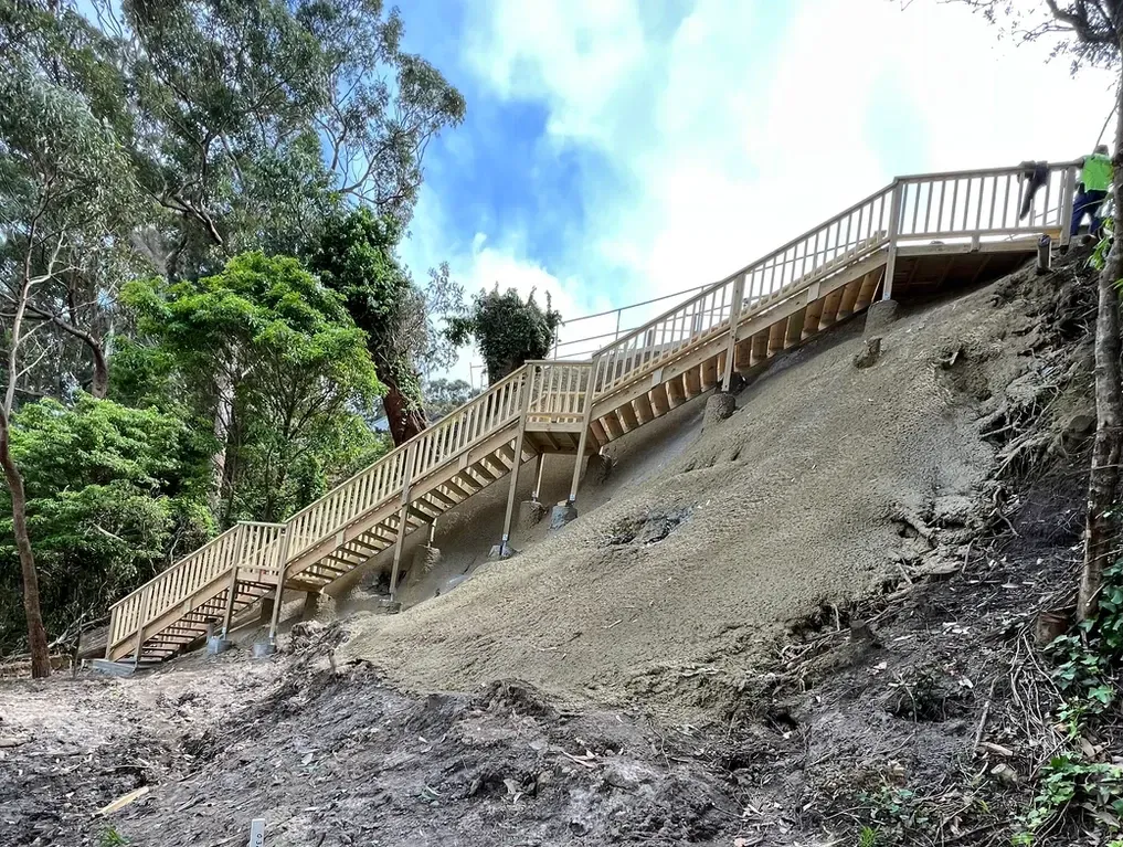 Wooden Staircase Being Built As Addition — Builder in Kiama Downs, NSW