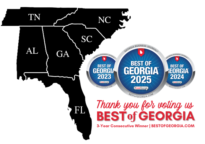 A map of georgia with the words voted best of georgia 2024