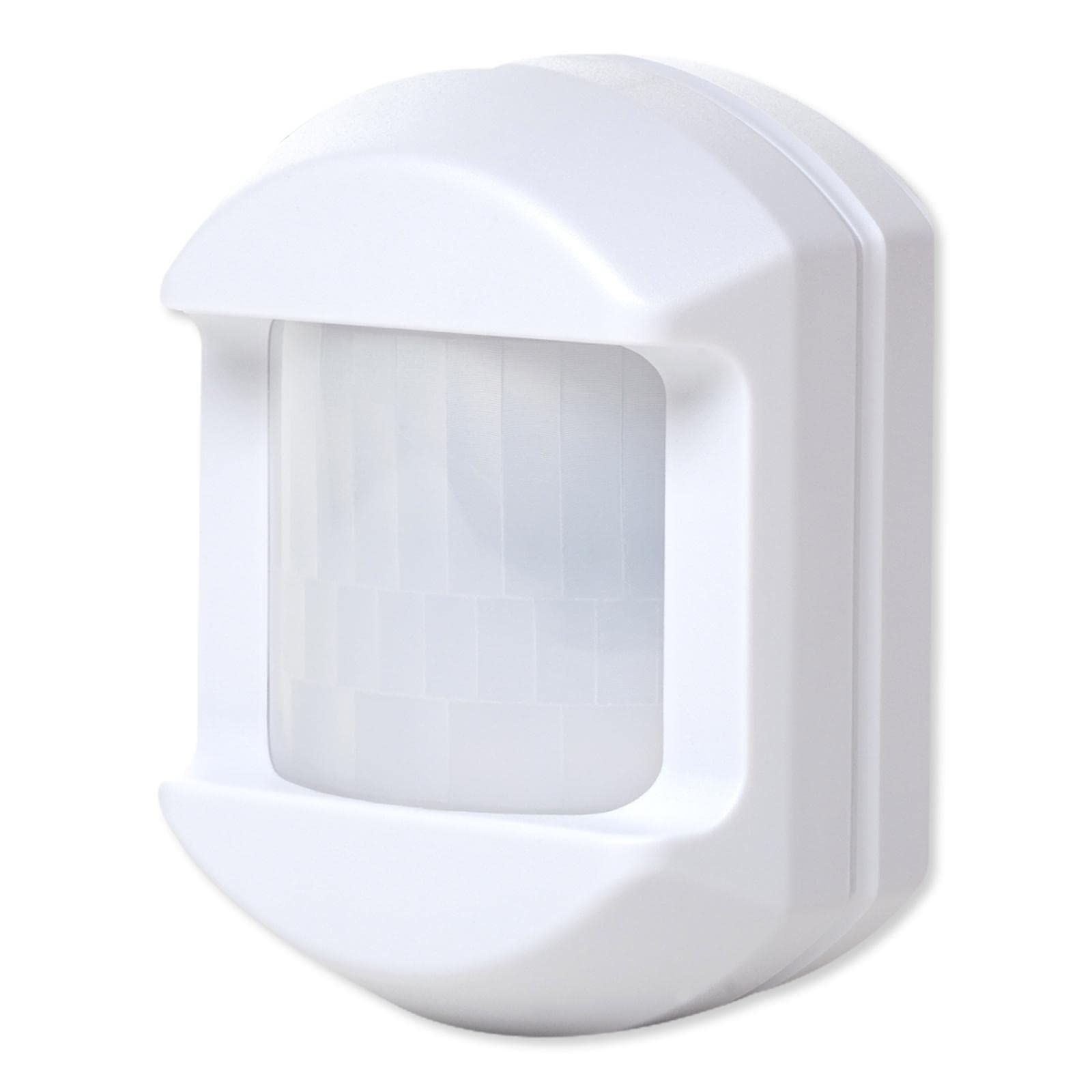 A white motion sensor on a white background.