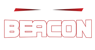 the word beacon is written in red letters on a white background .