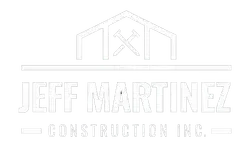 A white logo for Jeff Martinez Construction Inc.