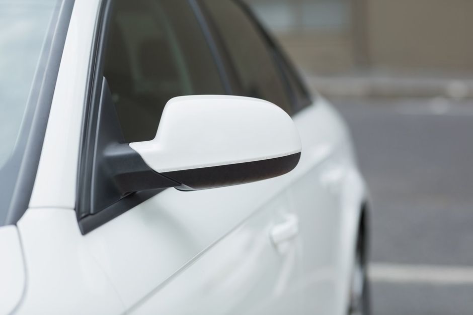 white car side mirror