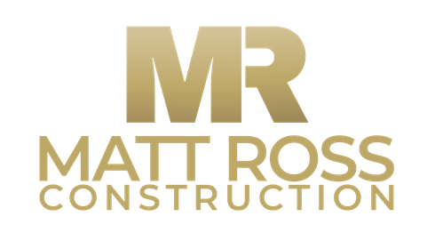 A yellow and black logo for matt ross construction