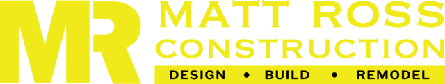 A yellow and white logo for matt ross construction